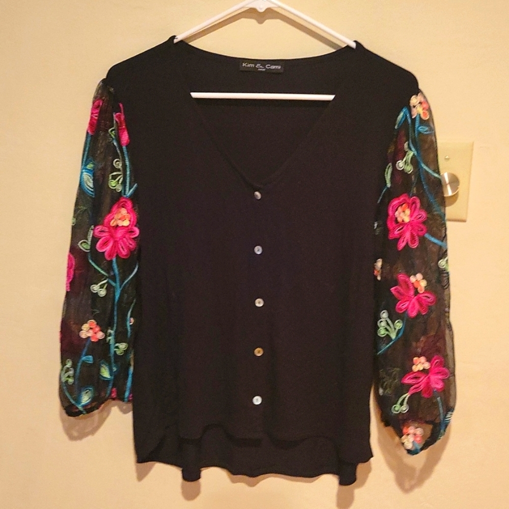 Cute sheer sleeve cardigan